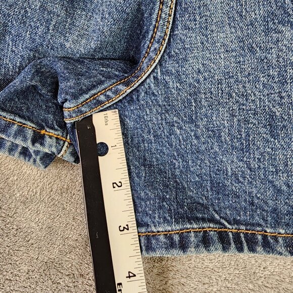 Womens MIDI Maternity Blue Jean Shorts 4” inseam Isabel Maternity Side Panel 10 - Picture 13 of 16